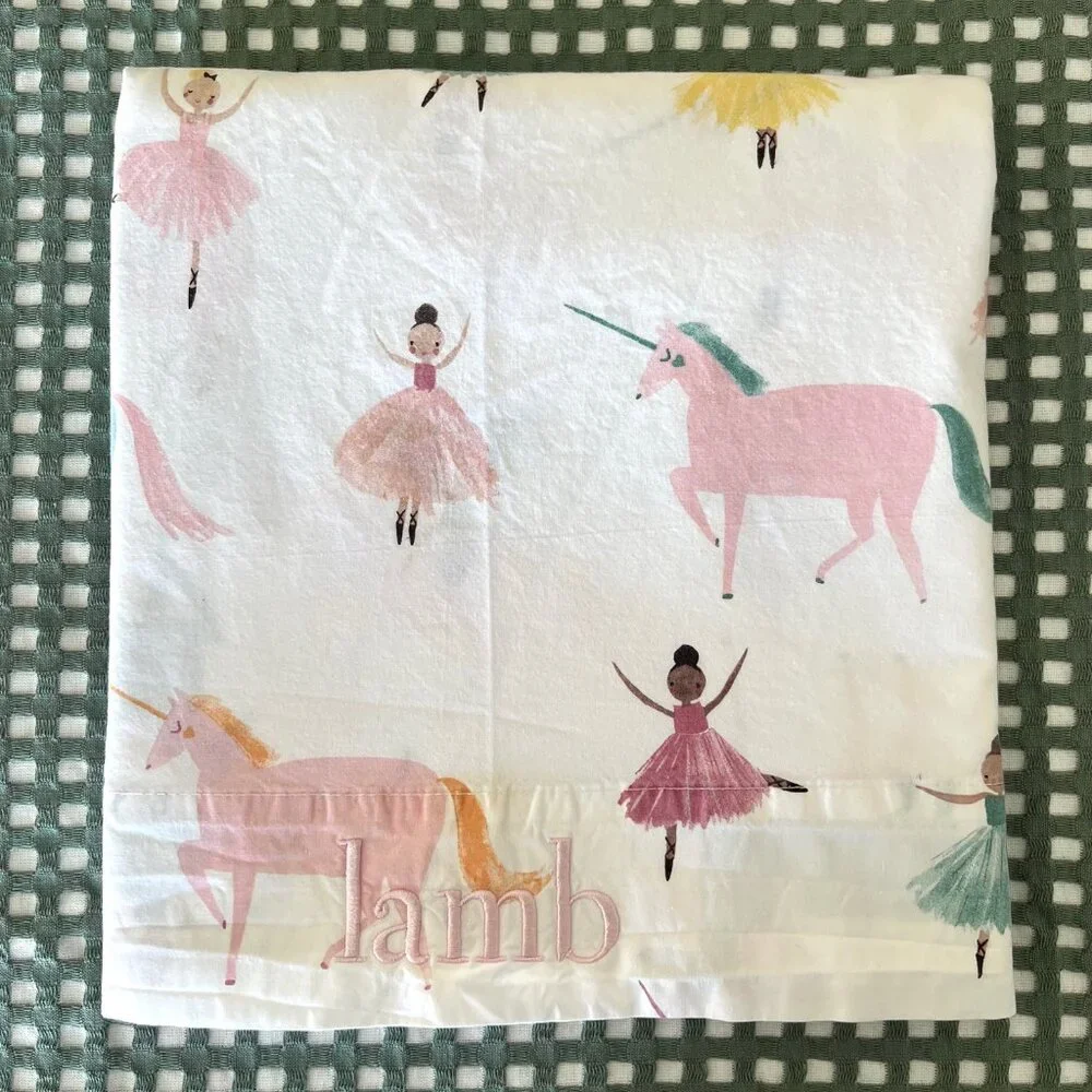 Pottery Barn Kids Organic Cotton Unicorn Ballerina Twin Sheet